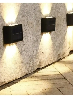 Настенный уличный садовый светильник на солнечной батарее, 2 штуки