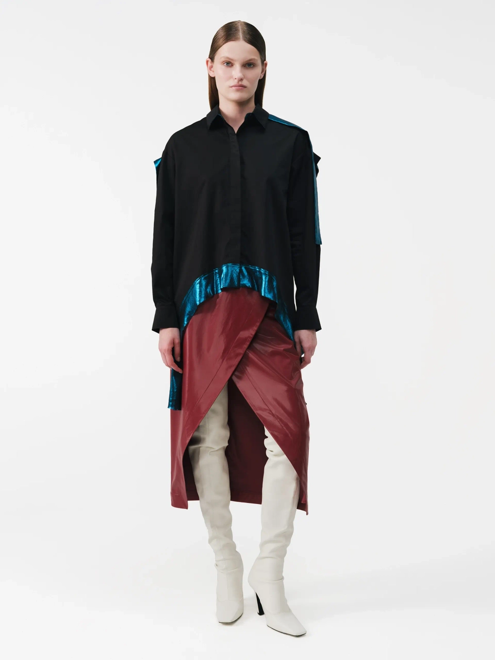 Блуза черная с лентами OLA OLA