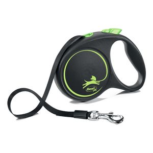 Рулетка flexi Black Design M (до 25 кг) 5 м лента черный/зеленый
