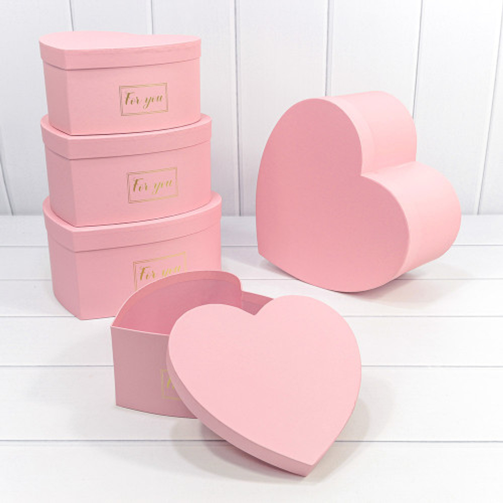 Коробка 27х26х13 см Набор 5 шт "Сердце" (Розовый)