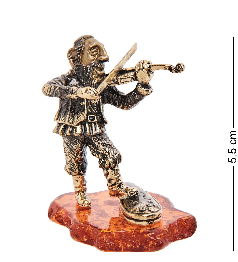 Народные промыслы AM-2969 Фигурка «Скрипач» (латунь, янтарь)