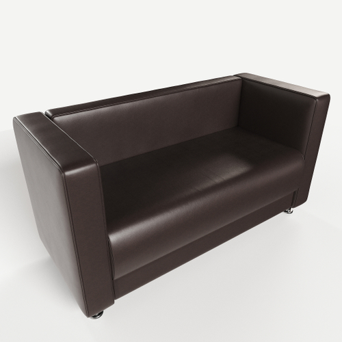 Диван прямой офисный из эко кожи с подлокотниками Пауза A32 (Коричневый)