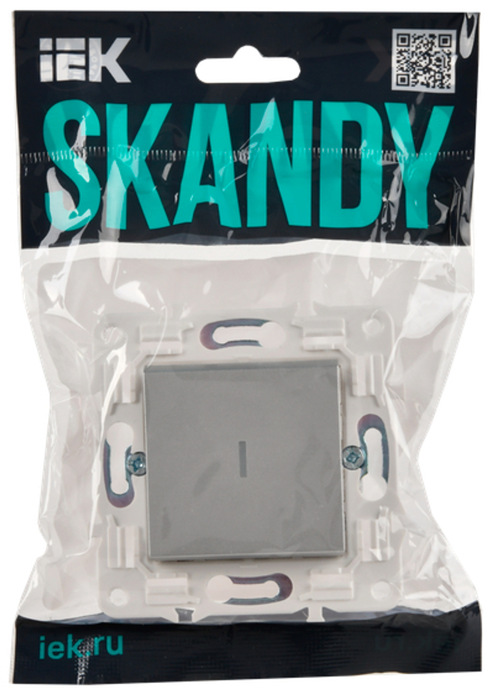 SKANDY Выключатель 1-клавишный проходной с индикацией 10А SK-V08S серебряный IEK