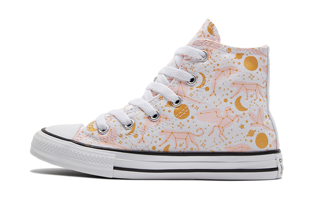 Big Kids Converse Chuck Taylor All Star non-slip wear-resistant high-top children's canvas shoes pink gold