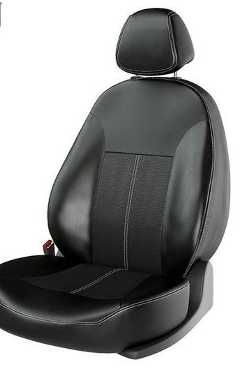 Чехлы на перед сидения (3шт) CarFashion «ATOM VAN LEATHER» 11112 - Экокожа -черный/черный/шов белый