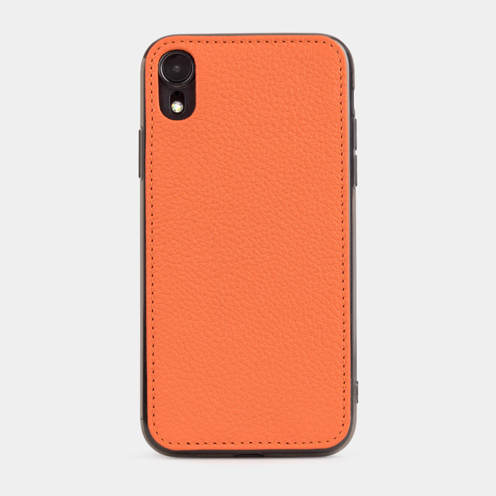 Чехол-накладка кожаная для iPhone XR оранжевого цвета