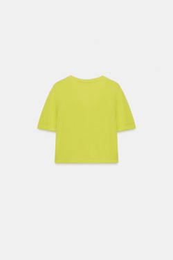 ZARA КОРОТКИЙ КАРДИГАН С V-ОБРАЗНЫМ ВЫРЕЗОМ, СВЕТЛО-ЛАЙМОВЫЙ