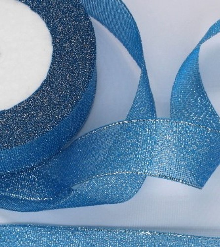 Лента парча, ш. 2,5 см, голубой