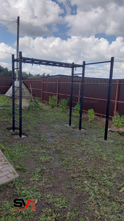 Монтаж уличной шведской стенки Sv Sport Рукоход (5 вертикальных столбов)