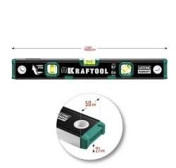 Магнитный уровень KRAFTOOL с зеркальным глазком, 400 мм 34785-40