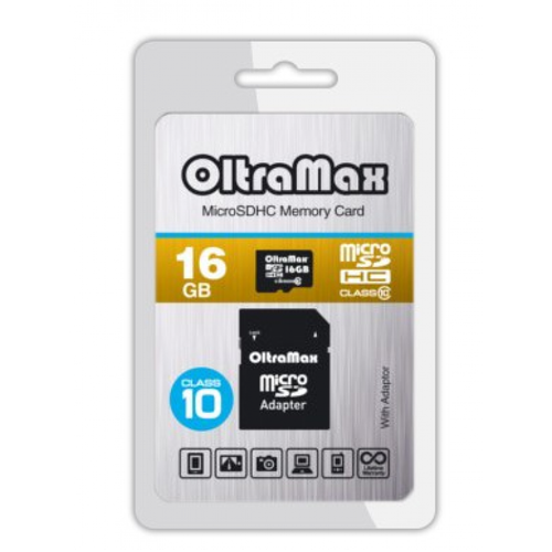 карта памяти OltraMax microSD 16 Gb 10cl.+адапт.