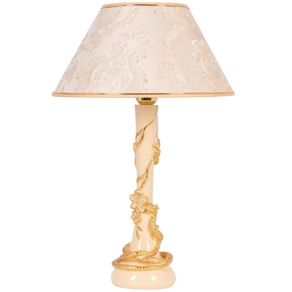 Настольная лампа Змея Катари Айвори с абажуром 38 Каледония Айвори