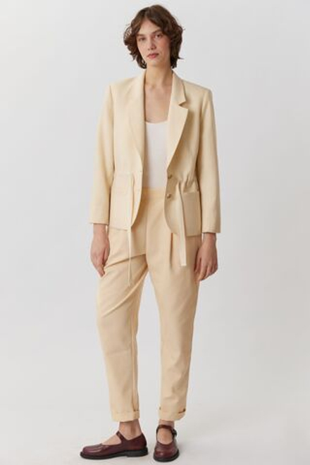 Винтажный жакет из молочной шерсти с кулиской