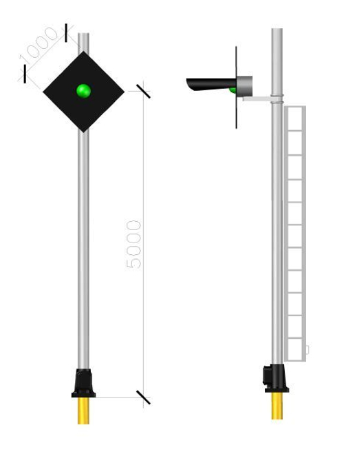 Светофор повторительный мачтовый Тип З  (HO, 1:87)