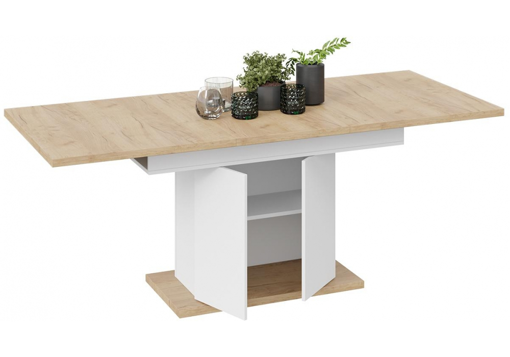 Стол деревянный Woodville Детройт Тип 1 белый, дуб крафт золотой