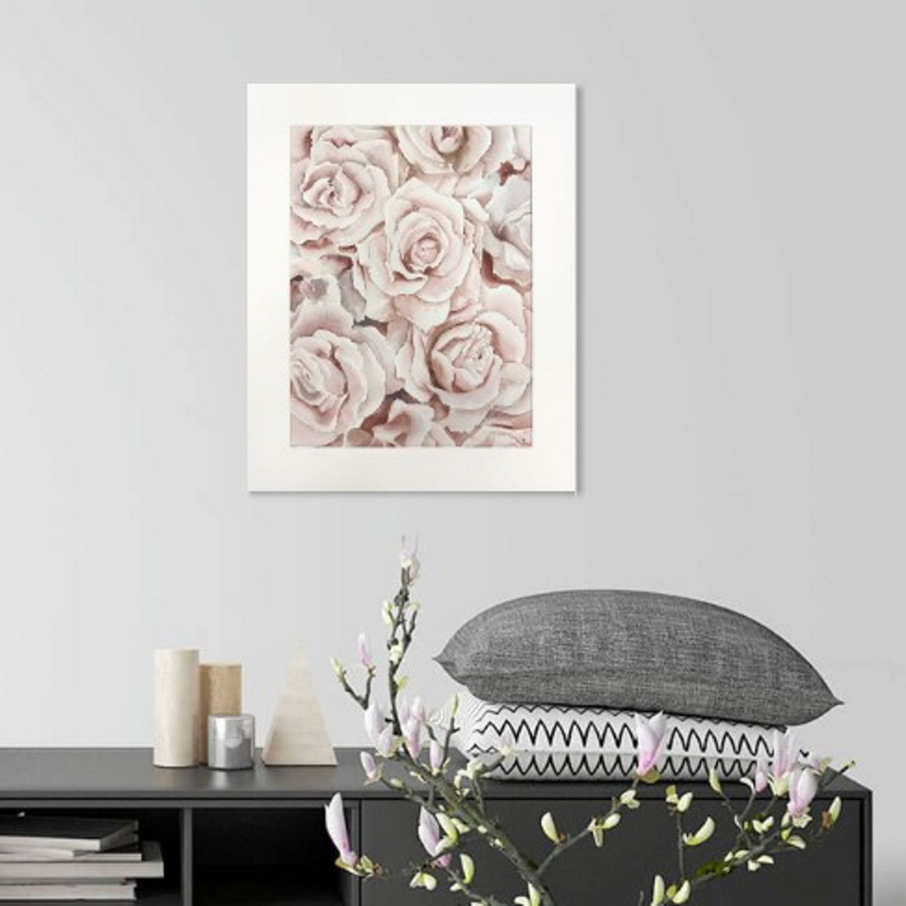 Картина авторская акварельная в паспарту 40х50 см на стену для интерьера "Розы "