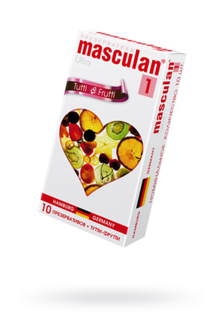 Презервативы Masculan, ultra 1, тутти-фрутти, 19 см, 5,3 см, 10 шт