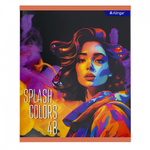 Тетрадь 48л., А5, клетка, Alingar "Splash colours", скрепка, мелованный картон (стандарт), выб УФ лак, блок офсет, 4 дизайна в пленке т/у