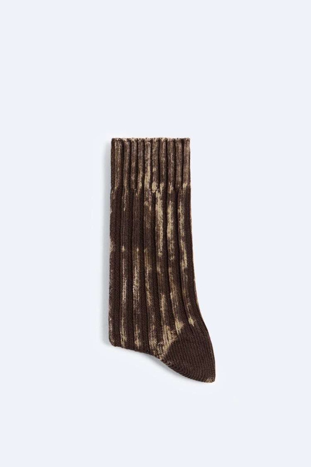 ZARA НОСКИ В РУБЧИК С ЭФФЕКТОМ ПОТЕРТОСТИ, КОРИЧНЕВЫЙ