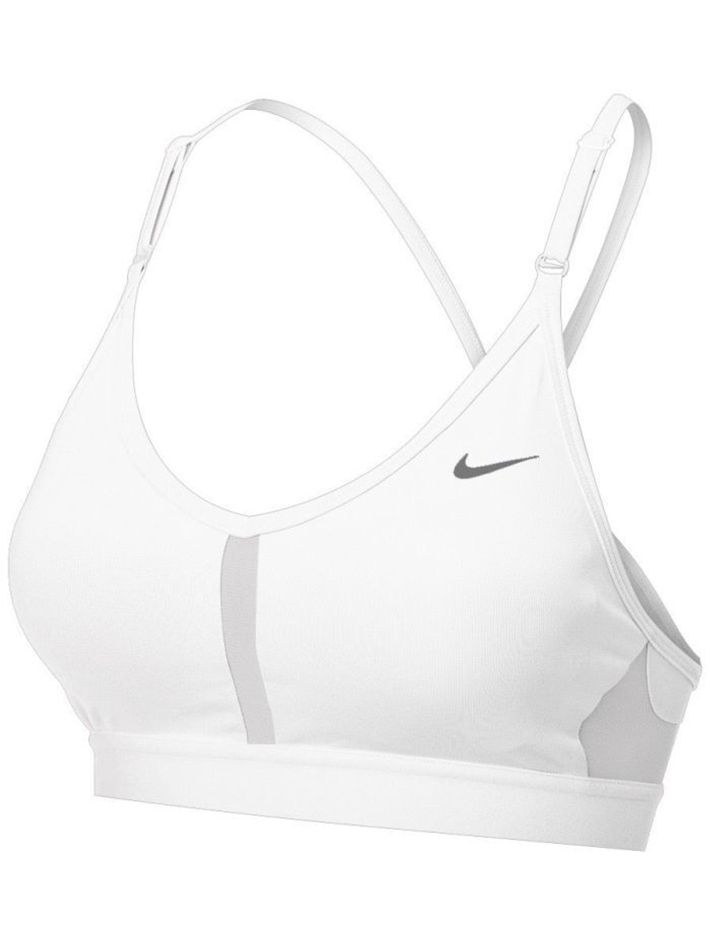 ТОП теннисный Nike Indy Bra V-Neck W - white/grey fog/particle grey