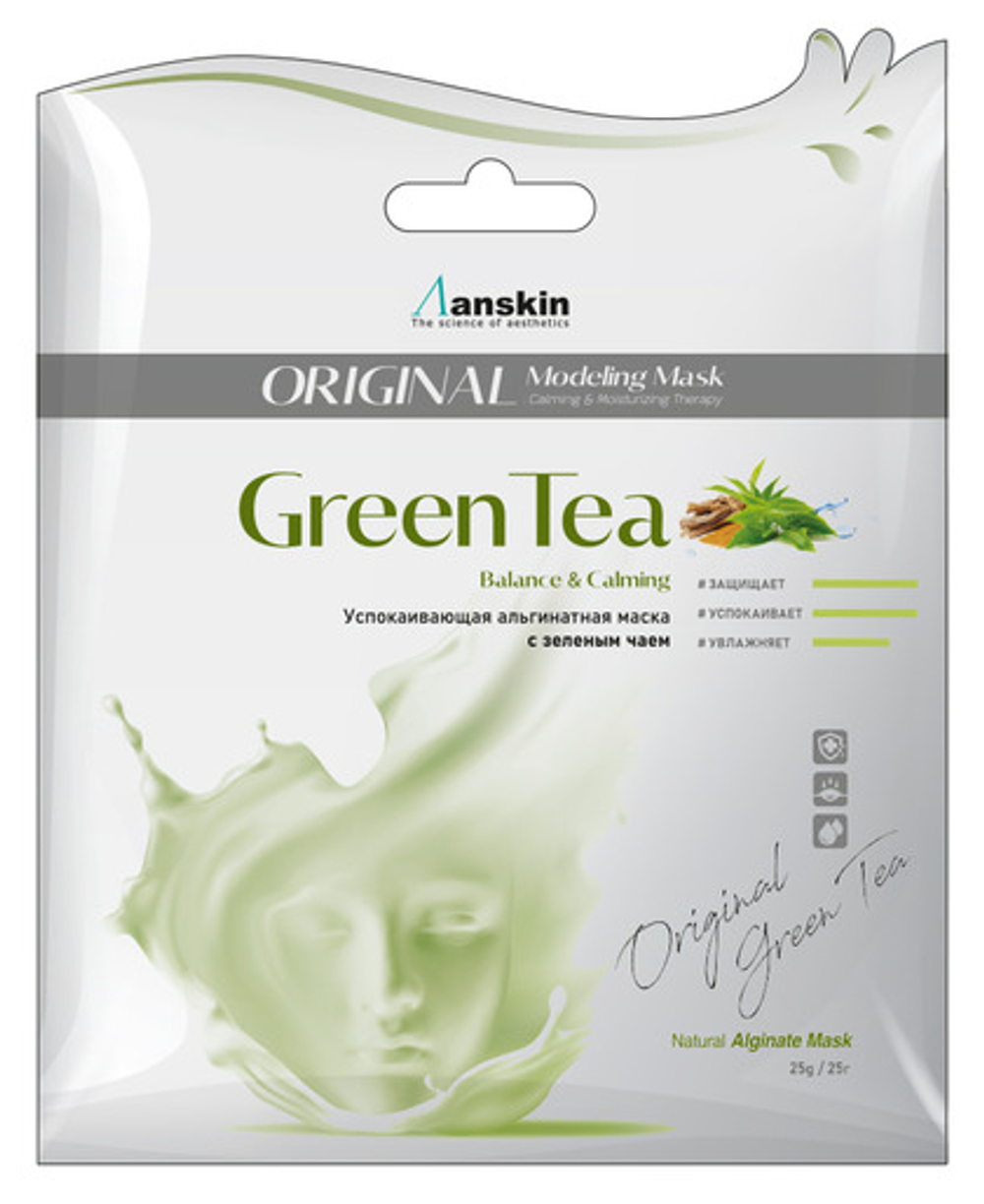 Anskin Маска для лица альгинатная с экстрактом зеленого чая / Green Tea Modeling Mask, пакет 25г
