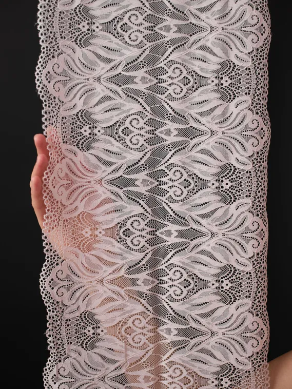 03-294 Кружево эластичное 24 см, серебристый пион 168