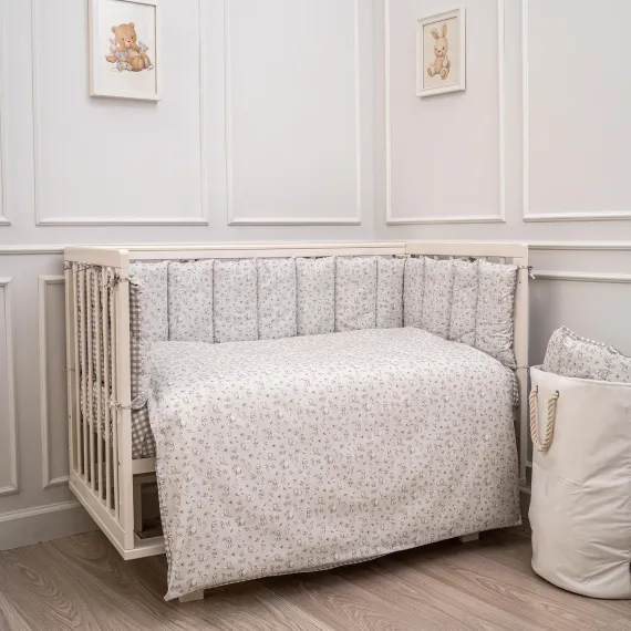 Комплект постельного белья Lollycottons Кролик Лаппин 6 предметов, Серый