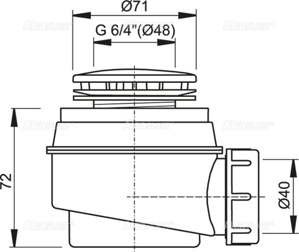 Сифон Alca Plast A47B 50 мм для душевого поддона белый