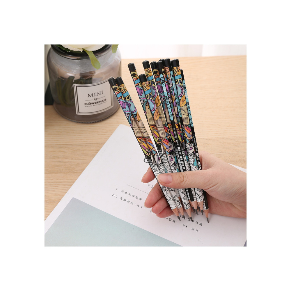 Карандаш чернографитный Deli Arti Graff 2B шестигран. тополь рисунок EU53300-1