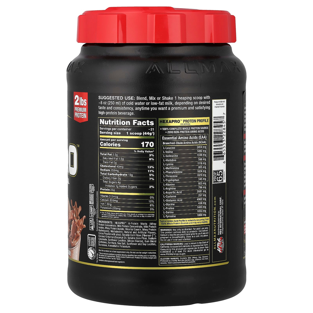ALLMAX, Hexapro™, высокопротеиновая нежирная мука, со вкусом шоколада, 907 г (2 фунта)
