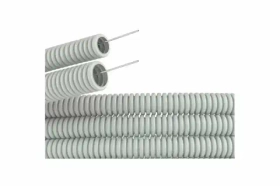 Труба гофрированная ПВХ d 25 мм, лёгкая с протяжкой, 50м, цвет серый DKC 91925