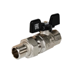 Кран шаровой полнопроходной STOUT - 1/2" (ВР/НР-американка PN40, Tmax 150°C, ручка-бабочка черная)