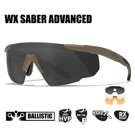 Очки тактические-защитные WILEY-X SABER ADVANCED (FRAME MATTE ТAN, LENS: CLEAR, GREY, RUST) 308
