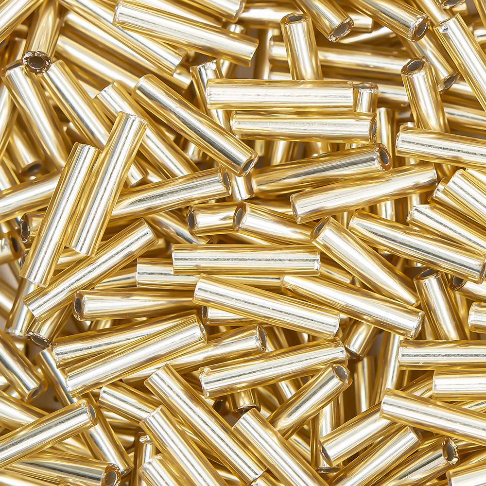 Японский бисер TOHO Bugle (стеклярус) 9mm (№22F), с внутренним серебрением, прозрачный матовый