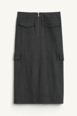 ZARA ЮБКА МИДИ ИЗ СМЕСОВОЙ ШЕРСТИ, СЕРЫЙ