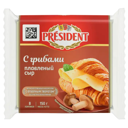 Сыр плавленный President С грибами 150 гр