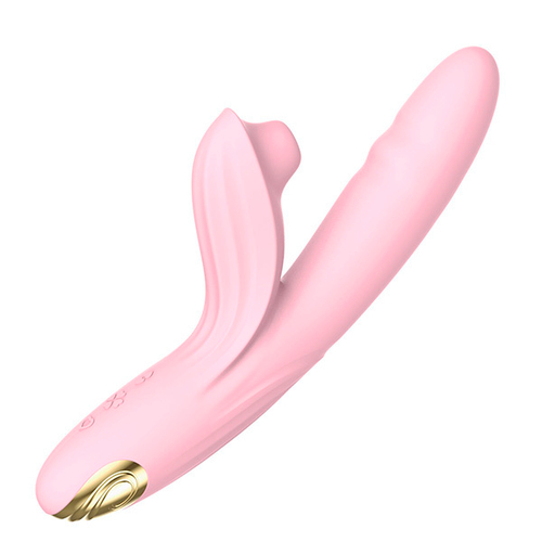 Розовый вибратор-кролик 21,1см с возвратно-поступательными движениями и вакуумом BeYourLover Anita Pink TX223A