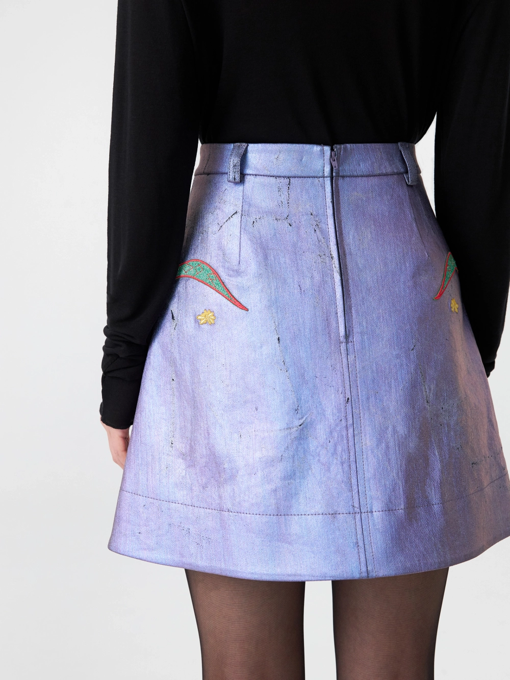 Юбка мини из денима с вышивкой OLA OLA