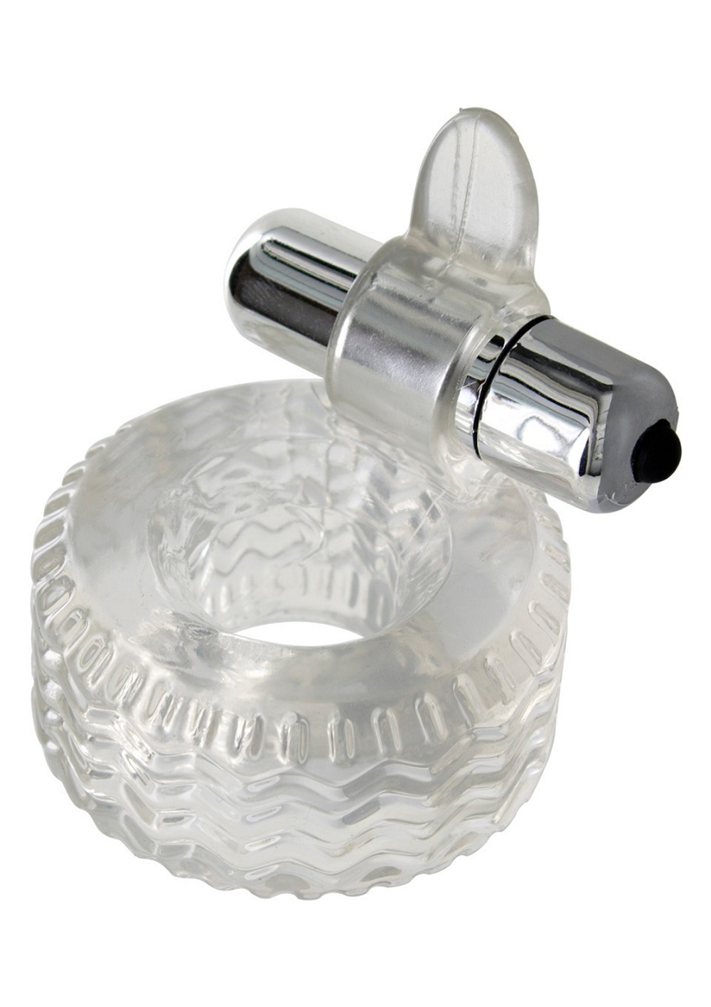 Прозрачное кольцо на пенис с вибрацией POWER HARDWARE C-RING