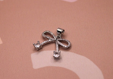 Подвеска бант фианиты 20х17 мм