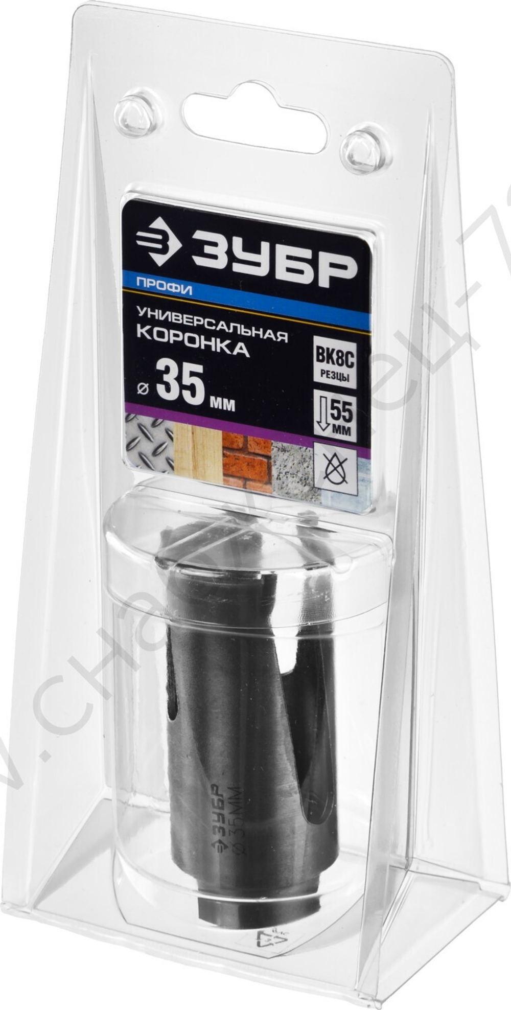 ЗУБР ПРОУНИВЕРСАЛ 35 мм, Коронка с твердосплавными резцами, Профессионал (29514-35)