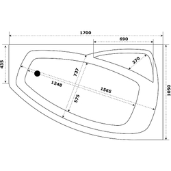 Акриловая ванна Bas (Бас) Камея PRO 170х105 L, с каркасом