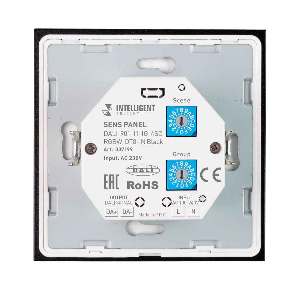 INTELLIGENT ARLIGHT Сенсорная панель DALI-901-11-1G-4SC-RGBW-DT8-IN Black (BUS/230V) (IARL, IP20 Пластик, 3 года) 037199