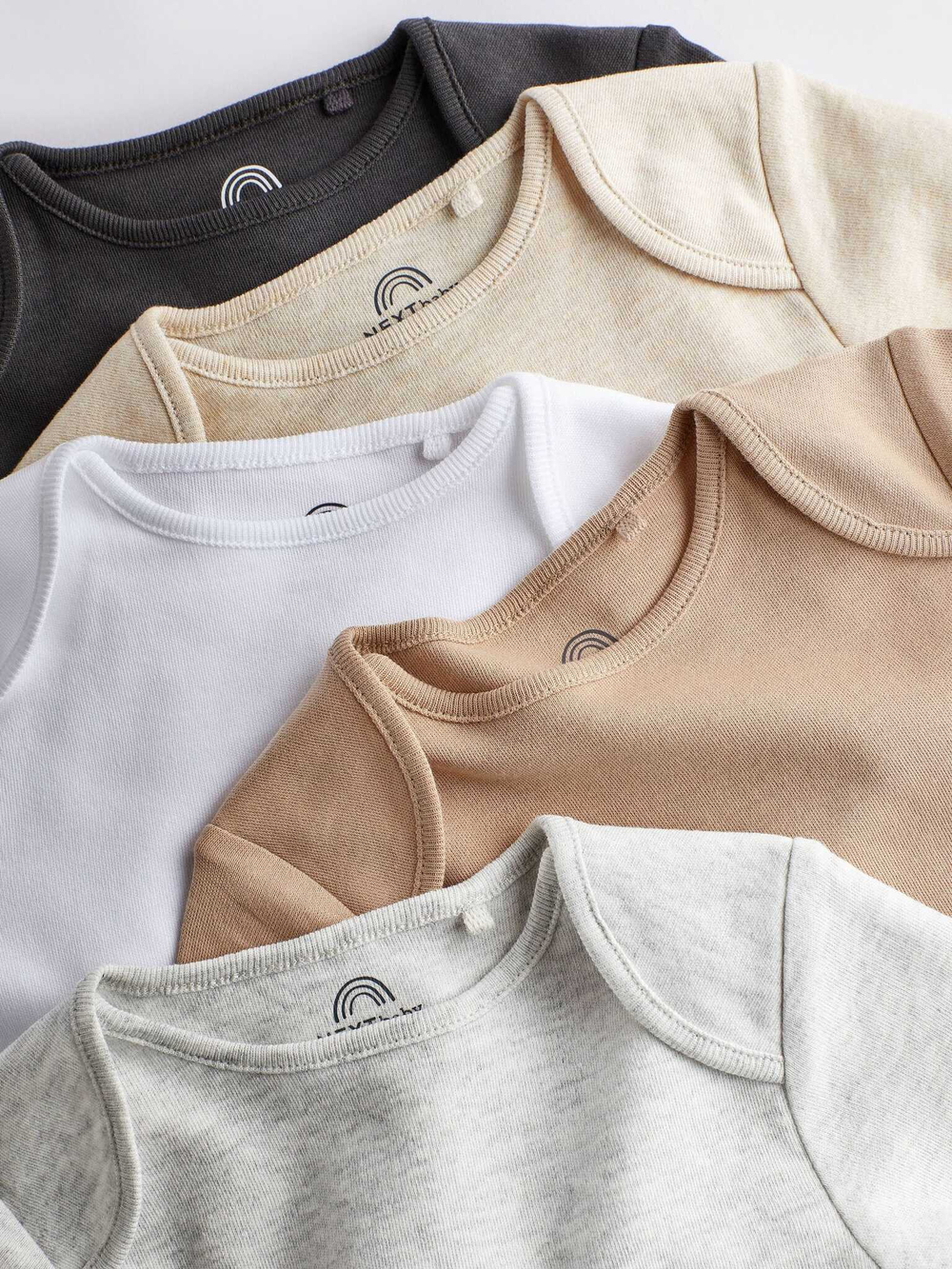 Боди с длинным рукавом для малышей Next D70-303, 5 шт., Бежевый, Серый, Белый