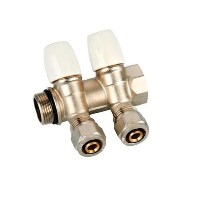 Коллектор с вент. кранами 3/4*16-2вых (БЕЛ. бар.) ViEiR (24/6шт)