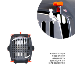 Клиппер-переноска ZOOSET с прозрачной дверцей и ремнем - S (42х29х29,5 см) - серый/оранжевый