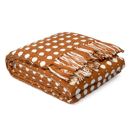 Покрывало из хлопка polka dots карамельного цвета из коллекции essential, 180х250 см