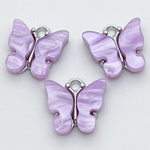 Подвеска Бабочка, цвет фиолетовый+серебро, размер 12*13 мм, цена за 1 шт
