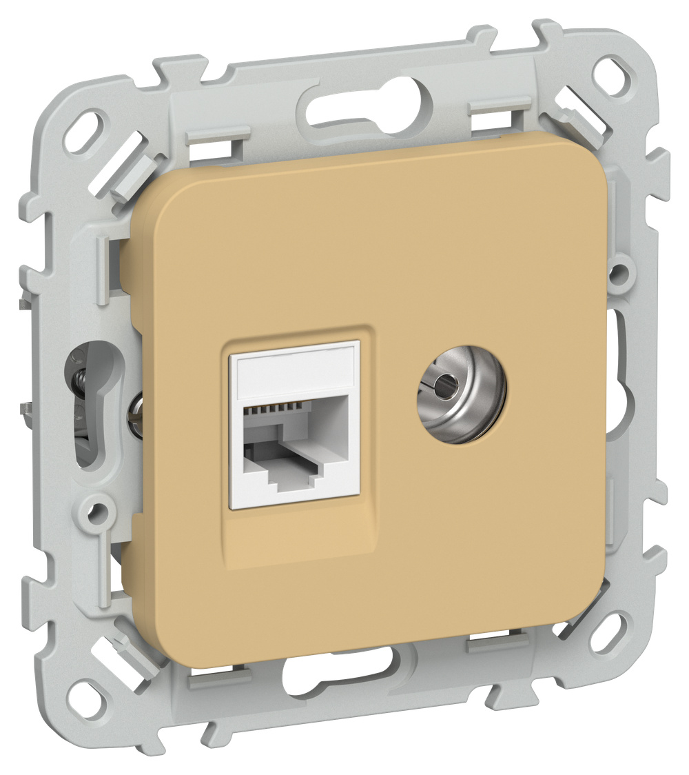 FLITE Розетка 2-местная RJ45/TV категория 5Е UTP РКТВ5е-2-0-ФлШм шамуа IEK