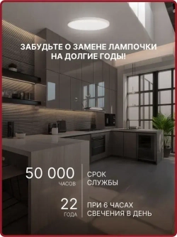 Люстра потолочная светодиодная 24 Вт / светильник накладной для кухни, спальни, зала, гостиной комнаты, детской, прихожей, гаража / настенный круглый